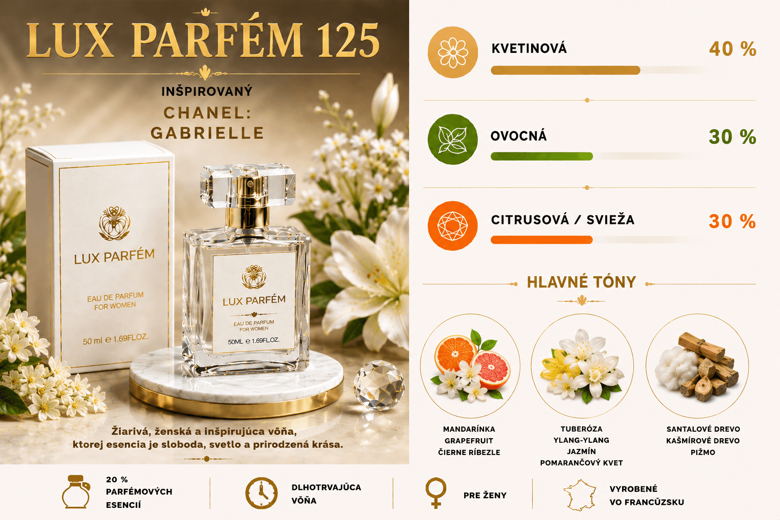 Lux Parfém 125 – Inšpirovaný Chanel: Gabrielle
